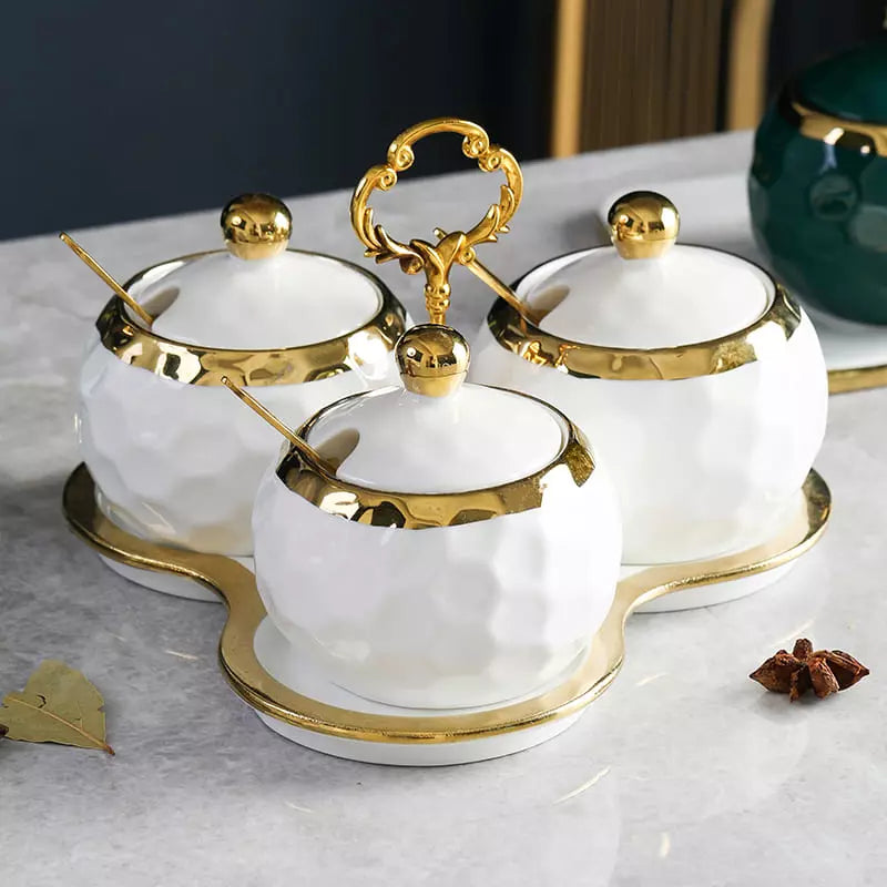 Conjunto de Potes Cerâmica Kit Açucareiro e Saleiro