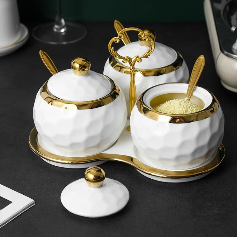 Conjunto de Potes Cerâmica Kit Açucareiro e Saleiro