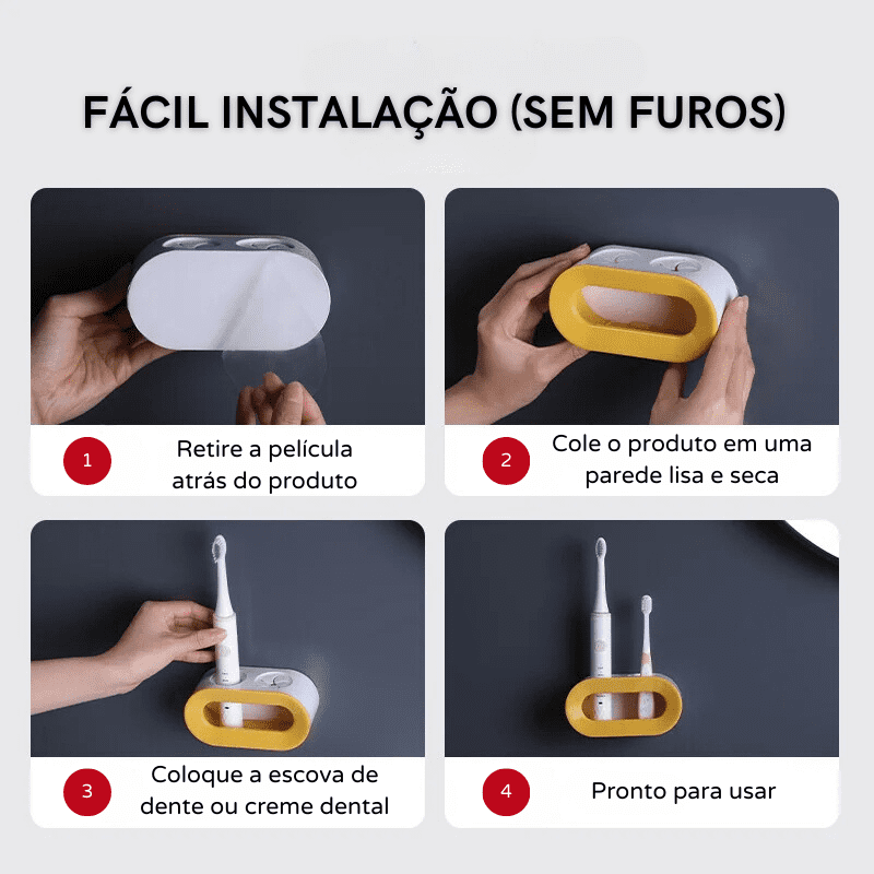 Porta Escova de Dente e Pasta Parede Organizador
