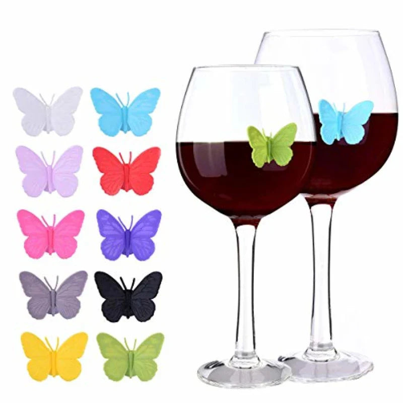 Conjunto de 12 Marcadores Borboleta Para Copo