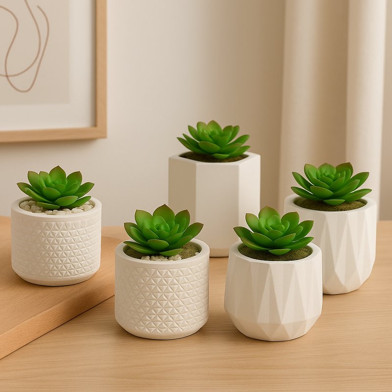 Kit Vasos Decorativos de Gesso Detalhado para Plantas - PAGUE 1 LEVE 2