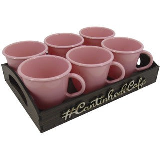 Kit Bandeja C/ 6 Xícaras - Cantinho do Café