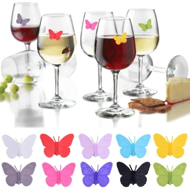 Conjunto de 12 Marcadores Borboleta Para Copo