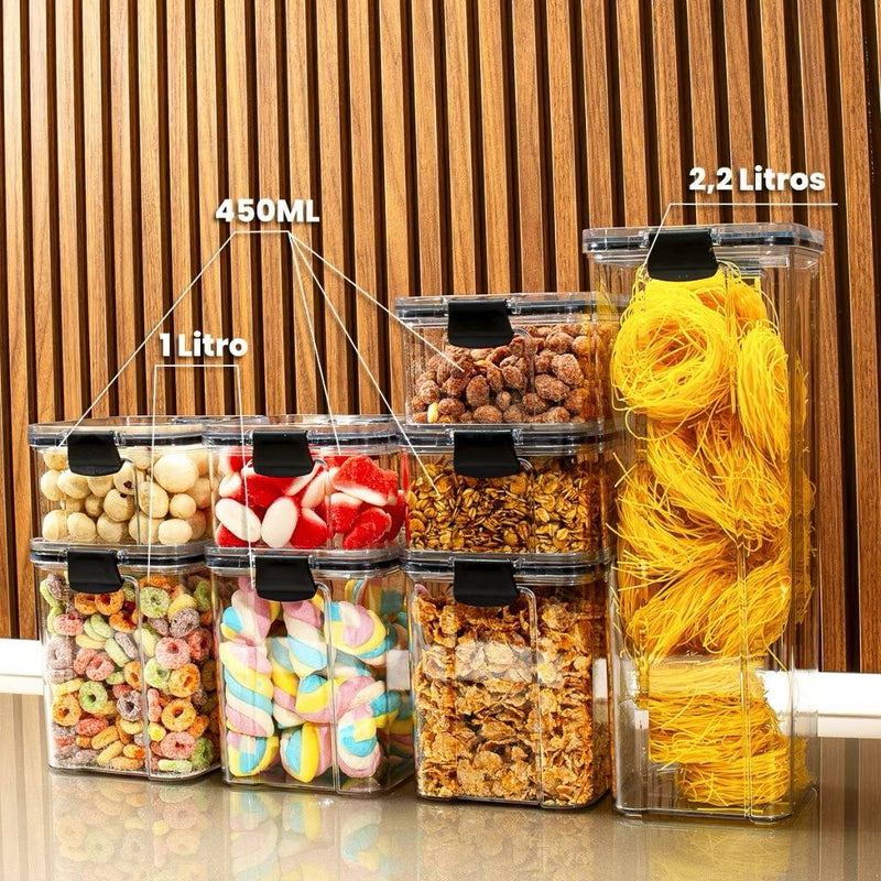 Kit Pote Hermético para Mantimentos de Cozinha Dispensa Armário