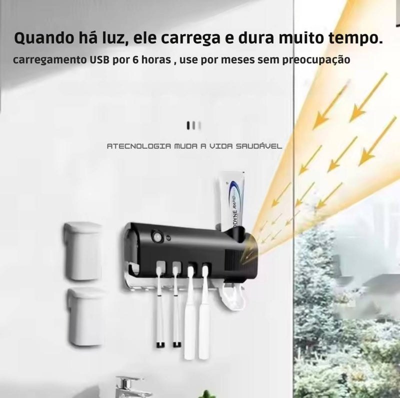 Suporte Esterilizador UV para Escova e Pasta de Dente