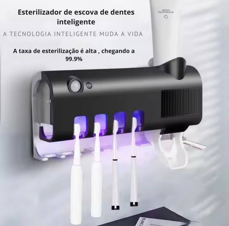 Suporte Esterilizador UV para Escova e Pasta de Dente