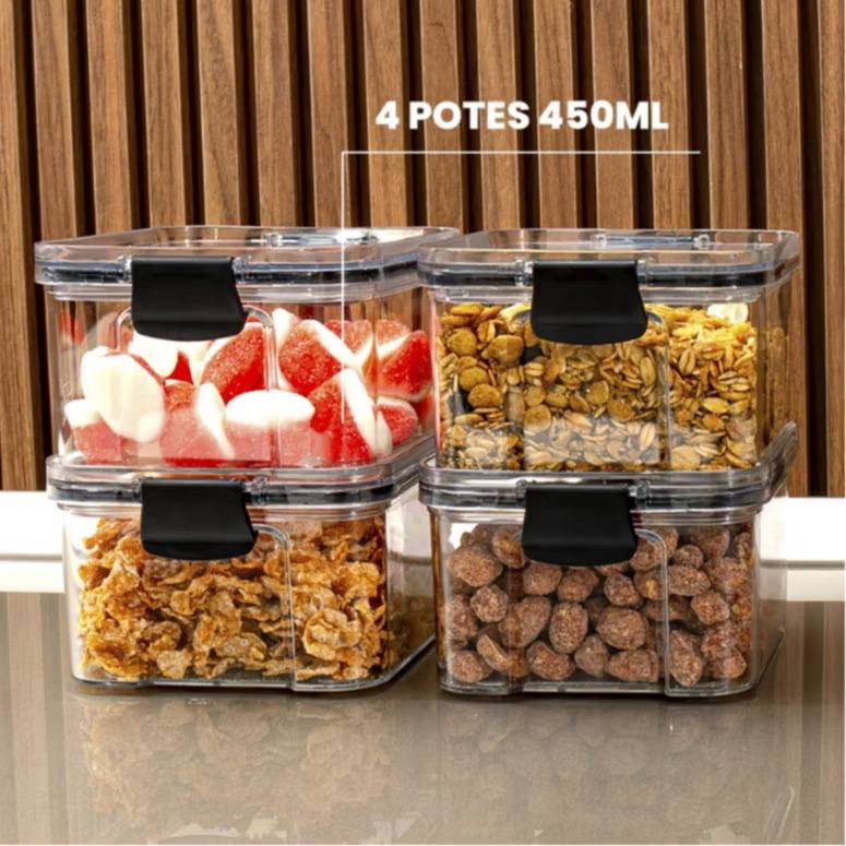 Kit Pote Hermético para Mantimentos de Cozinha Dispensa Armário